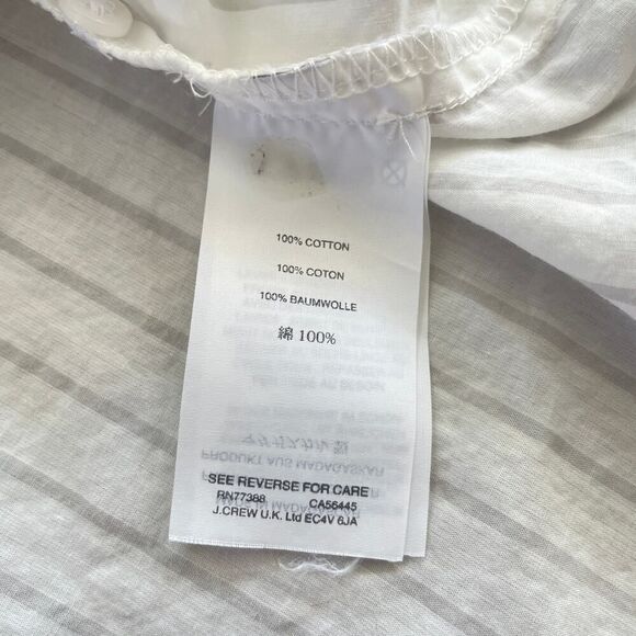 Madewell Pinstriped Ruffled White and Gray Top - Size: Medium - Picture 10 of 11